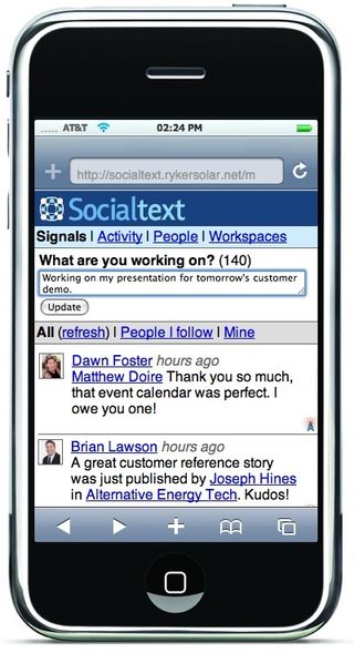 Socialtext Mobile on iPhone Signals